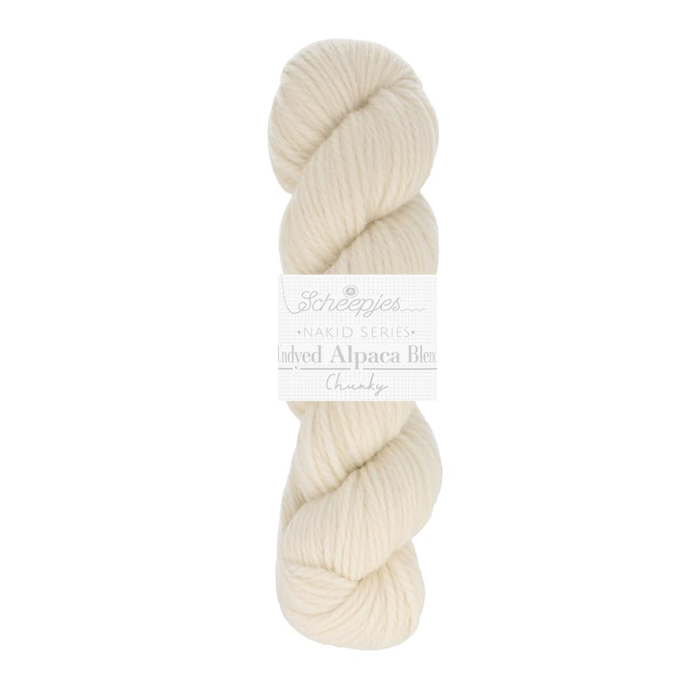 Scheepjes - Scheepjes Nakid Series Basolan 005 White (120m) Undyed Alpaca Blend Chunky Weight Wool Yarn - 1 Piece