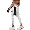 Heren Workout Sport Broek, Atletische Running Jogger Track Broek Casual Joggingbroek met Rits Zakken Wit Camouflage 3XL