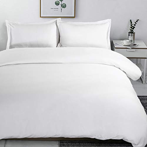 INGALIK Bedding 3 Piece Duvet Cover Set Full Size with Zipper Closure Ultra Soft Breathable 100% Washed Microfiber Hotel Luxury Solid Color Collection 3pc (1 Duvet Cover + 2 Pillow Shams) White