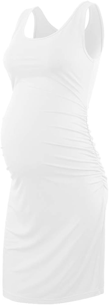 Liu & Qu Women's Maternity Sleeveless Tank Dresses Side Ruching Bodycon Dress for Daily Wearing or Baby Shower at  Women’s Clothing store