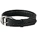 Logical Leather Padded Dog Collar - Best Full Grain Heavy Duty Genuine Leather Collar - Black - Large