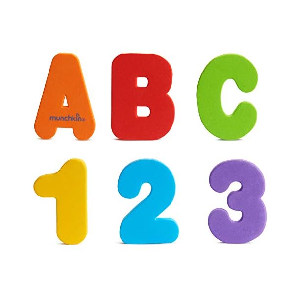 Munchkin-Learn-Bath-Toy-36-Bath-Foam-Letters-and-Numbers-Letters-A-Z-Numbers-0-9 Munchkin Learn Baby Bath Foam Letters & Numbers, Mess-Free Baby Bath Toys & Shower Toys, Sticks on Tiles & Porcelain…
