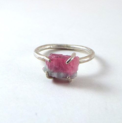 *DISCONTINUED* Raw Watermelon Tourmaline Prong Sterling Silver Ring SIZE 7
