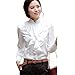 Women's Lace Ruffle Neck Long Sleeve Stand Collar OL Shirt Tops Blouse XXX-Large White