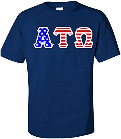 Alpha Tau Omega ATO Greek Letter American Flag Tee XX-Large Navy Blue