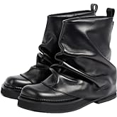 Women Slouchy Ankle Boots Casual Fold Over Round Toe Boots Pull On Wide Calf Chunky Low Heel Platform Boot