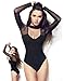 Miorre Sexy Black Long Sleeve Mesh-top Bodysuit