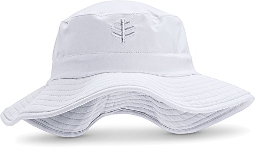 Coolibar UPF 50+ Kids' Surfs Up Bucket Hat - Sun Protective (Large/X-Large- White)