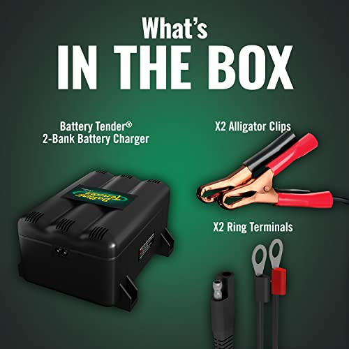 Battery Tender 2 Bank Battery Charger and Maintainer, 12 Volt 1.25 AMP