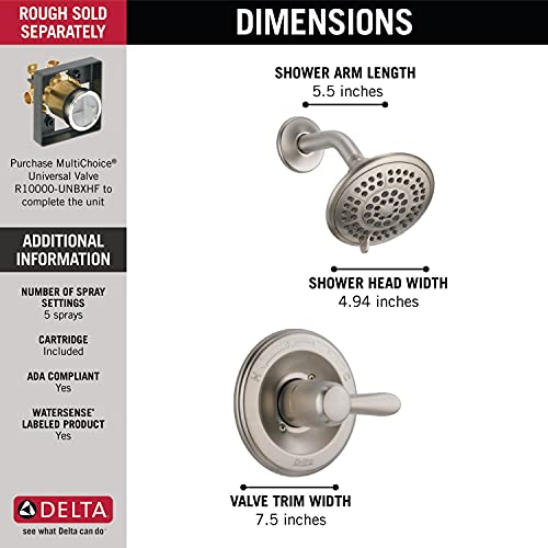 Delta Faucet Lahara 14 Series SingleFunction Shower Faucet Set, 5