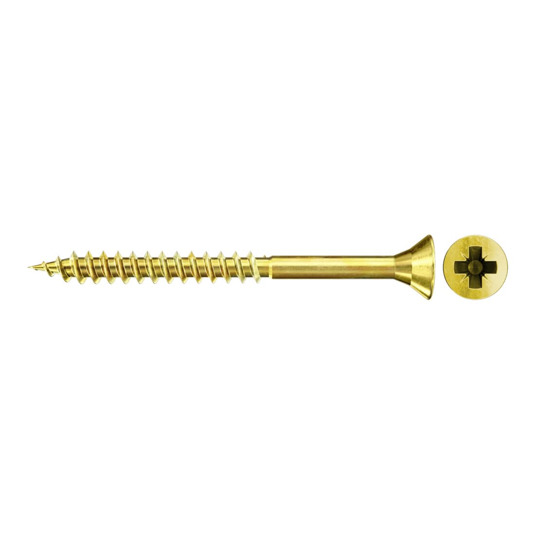 fischer Chipboard Screw 5.0 x 70 Countersunk Head Yellow-Galvanised Partial Thread Phillips PZ — image 1