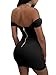 TOB Women's Sexy Bodycon Ruched Off Shoulder Lace Up Club Mini Dress Black,Medium