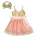 Elesa Miracle Little Girl Sequins Tulle Slipdress Princess Lace Tutu Dress with Headband Value Set (Pink, 1-2 Years)
