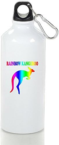 LINNA- Rainbow Kangeroo Personalized Drinkware Aluminum Sports Water Bottle - Metallic Finish With Sport Cap For Outdoor And Sport Activities - 500ml