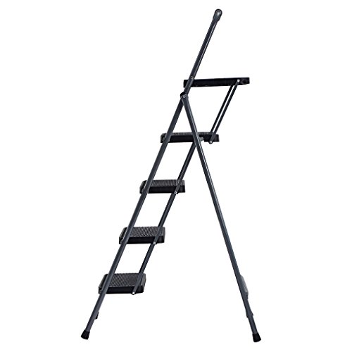 Finether Folding 4 Step Ladder with Platform Lightweight Portable Step Stool with Tool Project Tray, Non-Slip Treads, 330 lbs Weight Capacity