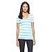 Merona Women's Ultimate V Neck Turquoise Striped T-Shirt