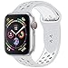 YOUKEX Compatible with Apple Watch Band 38mm 42mm 40mm 42mm Replacement for Apple Watch, Sport Band Fit Series 1 2 3 4 (04-Silver/White, 42mm/44mm M/L)