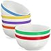 Vremi 17 oz Ceramic Bowl Set of 6 - White Porcelain Kitchen Serving Bowls Microwave Safe for Soup Salad Pasta Dessert Popcorn Dip - 5 inch Ice Cream Bowls with Cute Decorative Colorful Stripe Trim