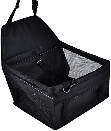 Sporer Travel Pet Car Mat , Dog Cat Foldable Front Seat Protector Covers Pet Basket With Seat Belt for Car Bicycle Booster Seat 4D Breathe Freely, Waterproof (black)