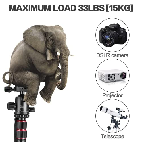 MACTREM 80" Camera Tripod, DSLR Tripod Heavy Duty for Travel, 360 ° Ball Head Professional