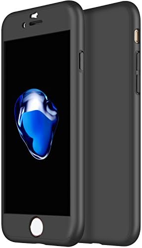 iPhone 7 Case, SEEKFULL 360 Full Body Protection Ultra-thin Hard Slim Case with [Tempered Glass Screen Protector]case for Apple iPhone 7 (Black)