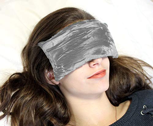 Candi Andi Handmade Luxe Serenity Eye Pillow - All-Natural Flaxseed - Unscented – Weighted Eye Mask for Yoga, Meditation, Hot & Cold Therapy - Silver - TEP-SV