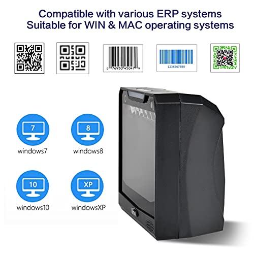 LENVII Hands-Free Barcode Scanner,Omnidirectional Auto 1D/2D USB Barcode Reader/QR Barcode Scanner,Barcode Scanner Supports Barcode Scanning from Screen