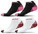 Compression Running Socks Men & Women - Best Low Cut No Show Athletic Socks for Stamina Circulation & Recovery - Durable Ankle Socks for Runners, Plantar Fasciitis & Cycling - 4 PAIRS PNK BLK S/M