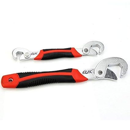 GTC Snapn Grip Auto Adjustable Multi-Purpose Universal Tool Double Sided Combination Wrench Set (Black and Red) -Pack of 2