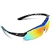 Ewin E03 Polarized Sports Sunglasses with 5 Interchangeable Lenses for Men Women Golf Baseball Volleyball Fishing Cycling Driving Running Glasses(Blue&Black)