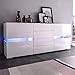 Mecor Sideboard Cabinet Buffet,Kitchen Sideboard and Storage Cabinet/TV Stand High Gloss LED Dining Room Server Console Table 2 Doors & 4 Drawers White