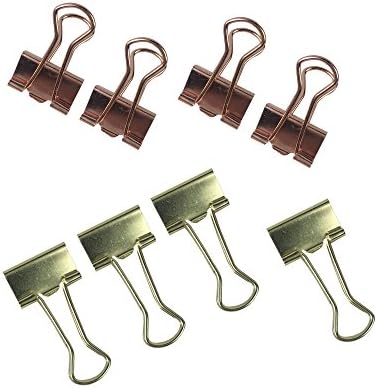 ICEBLUE Small Rose Golden and Golden Binder Clip 1 Inch Width, 2/5-Inch Paper Holding Capacity 30-Pack