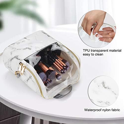 Makeup Brush Case Stand-up Makeup Cup Makeup Brush Holder Travel Professional Cosmetic Bag Artist Storage Bag with Shoulder Strap and Adjustable Divider (Marble) 5 Makeup Brush Case Stand-up Makeup Cup Makeup Brush Holder Travel Professional Cosmetic Bag Artist Storage Bag with Shoulder Strap and Adjustable Divider (Marble)