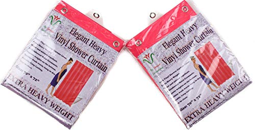 Venice Collections 2-Pack Heavy Duty 100% Water, Mold, Mildew Repellent, 10 Mil, Durable Shower Curtain Liner with Reinforced Header, Rustproof Grommets, Weighted Magnetic Hem Bright Pink