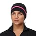 TrailHeads Women's Ponytail Hat - Reflective Cold Weather Running Beanie - Black/Pink Snowflake