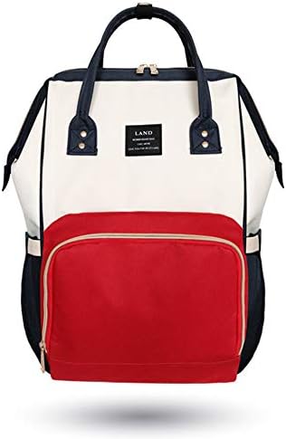Diaper Bag Multi-Function Waterproof Travel Backpack Nappy Tote Bags for Baby Care, Large Capacity, Stylish and Durable (White Red)