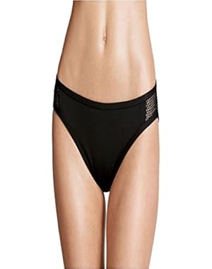 Mesh-Trim Bikini Bottoms Black Medium
