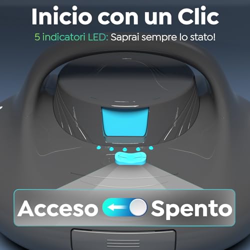 TALOSBO PLECO SE Robot for Above Ground and In-Ground Swimming Pools, Quick Charge 2.5 Hours, Autonomy 130 Mins, Double Pull, Powerful Cleaning, Suitable for Pools up to 85 m²