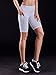 Neleus Women's 3 Pack Tummy Control Workout Compression Shorts with Pocket,9005,Black,Grey,White,US M