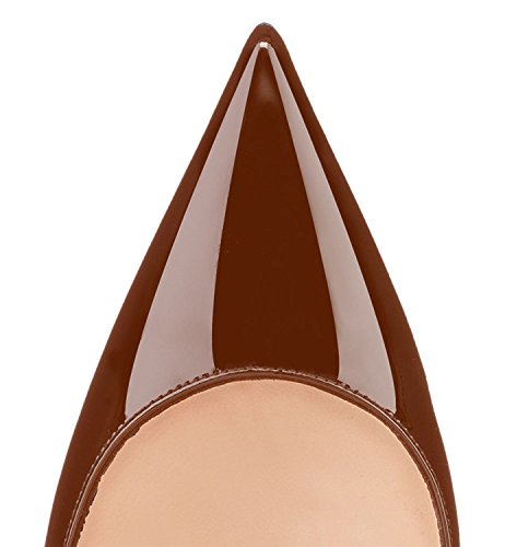 Eldof Womens Pointed Toe High Heel Slip On Stiletto Pumps Wedding Party Basic Shoes Brown US9.5