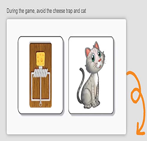 Board Game for Kids, “Just Chase” Card Game with Cheese Trap, Cute Cat Card Family Party Game for 5 Years&Up, 2-6 Players