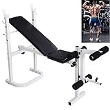 SSLine Folding Weight Bench with Rack Heavy Duty Adjustable Full Body Workout Bench Dumbbell Stool AB Incline Decline Home Gym Fitness Equipment