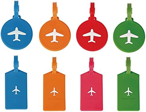 ZoCr 8pcs Luggage Tags Silicone Suitcase Label Tag Identifier Baggage Name Card