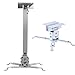 Henxlco Universal Projector Mount Wall or Ceiling Bracket with Adjustable Height and Extendable Arms Tilt DLP LCD Projection Mount for Home and Office Different Size Projector (White)