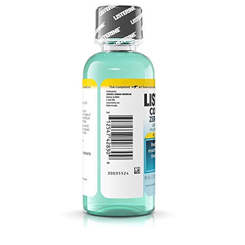 Listerine Cool Mint Zero Alcohol Mouthwash, Travel Size 3.2 Ounces