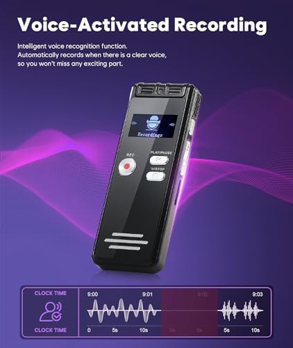 NekSide 64G Voice Recorder - 1536kbps Digital Voice Recorder, Type-C Interface Tape Recorder, One-Touch HD Dual MIC Recording Device for Lecture, Interview, Meeting