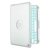 iPad Air 2 Keyboard Case, iEGrow F8S+ Slim Bluetooth Clamshell Keyboard Case with 7 Colors LED Backlit for iPad Air 2 (Silver)