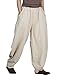 Mordenmiss Women's New Solid Linen Harem Pants with Pockets