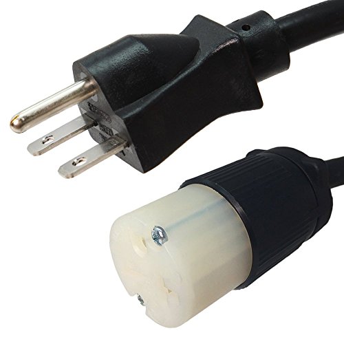 NEMA 6-15P to 6-20R Plug Adapter - 1 Foot, 15A/250V, 14 AWG - Iron Box IBX-5857-01