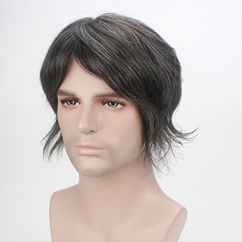 Lordhair Human Hair French Lace Men Toupee for Men Human Hair Off Black With 40% Gray 1B40# Hair Color